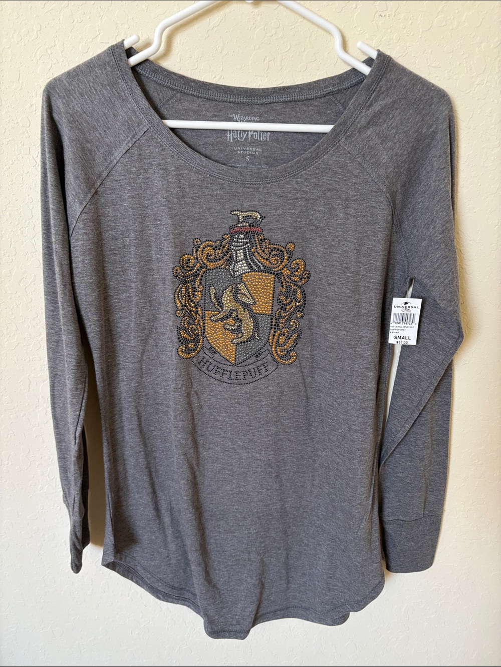 Harry Potter Hufflepuff Gray Long-Sleeve Women's Top